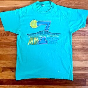 Vintage 1996 Road Race TShirt Key West 7 Mile Bridge Run - Size Large Anvil Tee